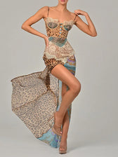 Leopard Mesh Patchwork Maxi Dress 6