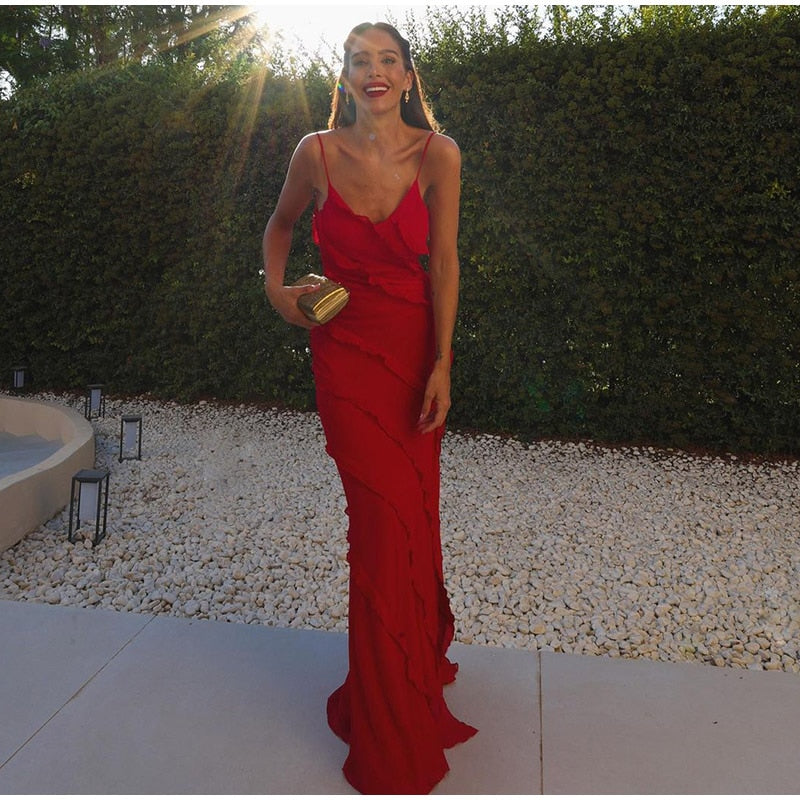 Chic Deep V Neck Maxi Dress