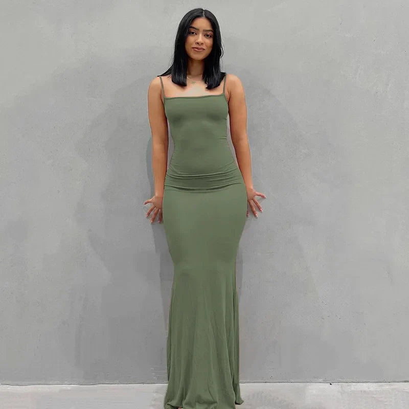 Satin Edition Backless Bodycon Maxi Slip Dress