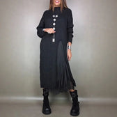 Knit High Neck Long Sleeve High Split Maxi Two Piece Set