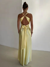 Satin Ruched Backless Maxi Dress 2