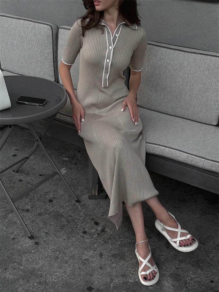 PENELOPE KNITTED MAXI DRESS Grey