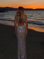 Sequin Diamonds Fishtail Maxi Dress - View 3
