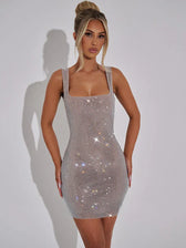 Glitter Square Collar Backless Party Dress 4