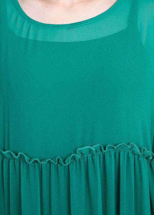 Tiered Long Sleeve Ruffle Cuff Lace Panel Floral Embroidered Sequin Mesh Hem Maxi Dress