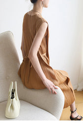 Ruched Lace-Up Midi Dress