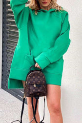 Slit Hem Hoodie Green / S