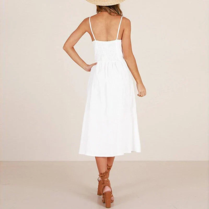 Patchwork Camisole Tie Back Midi Dress