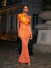 Sookie Strapless Feather Sequin Maxi Dress 2