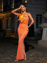 Sookie Strapless Feather Sequin Maxi Dress 4
