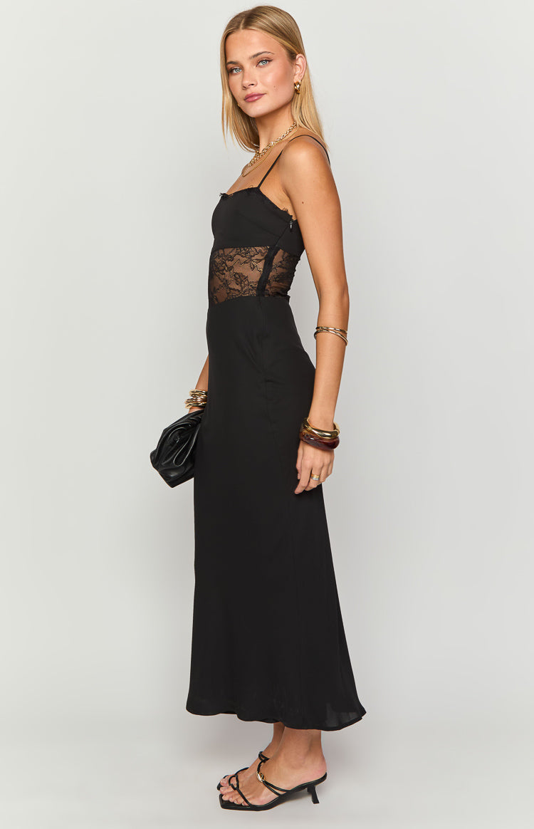 Lace Trim Bustier Sheer Lace Waist Cami Bodycon Maxi Dress 4