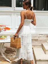 Spaghetti Strap Lace Trim Tiered Maxi Dress 5