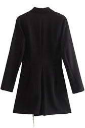 Sparkly Fringe Trim Lapel Collar Long Sleeve Blazer Romper Mini Dress - Black 4