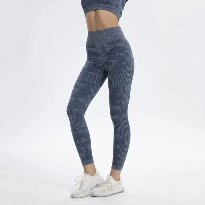 High Waist Camouflage Seamless Stretch Butt Lift Gym Legging Grey / S