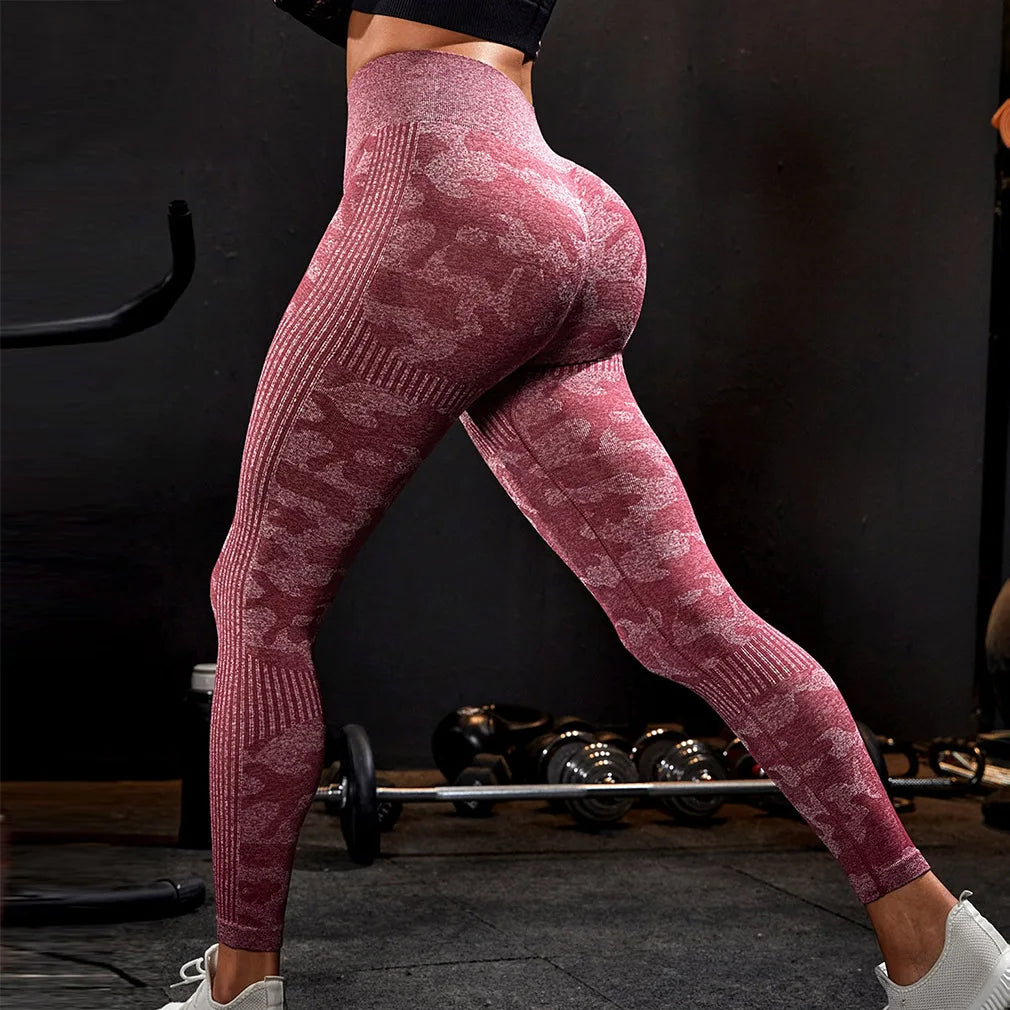 Camouflage High Waist Seamless Scrunch Butt Gym Leggings 9
