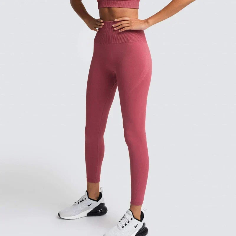 Wide Ribbed High Waist Seamless Yoga Leggings 2