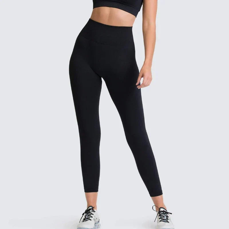 Wide Ribbed High Waist Seamless Yoga Leggings 3