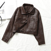 Faux Leather Short Y2K Jacket Camel / S