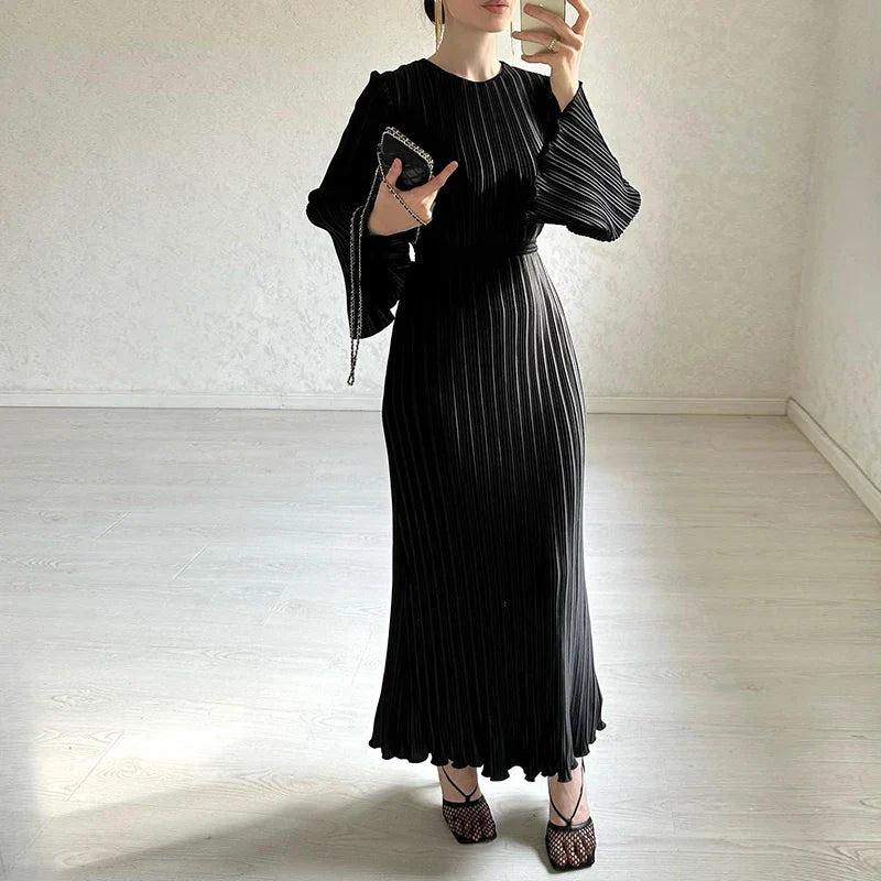 Spring Oneck Party Maxi Flare Femme Bodycon Dress