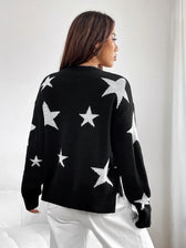 Stylish Colorful Contrast Starry Cozy Comfortable Loose Long-sleeved Warm Sweater
