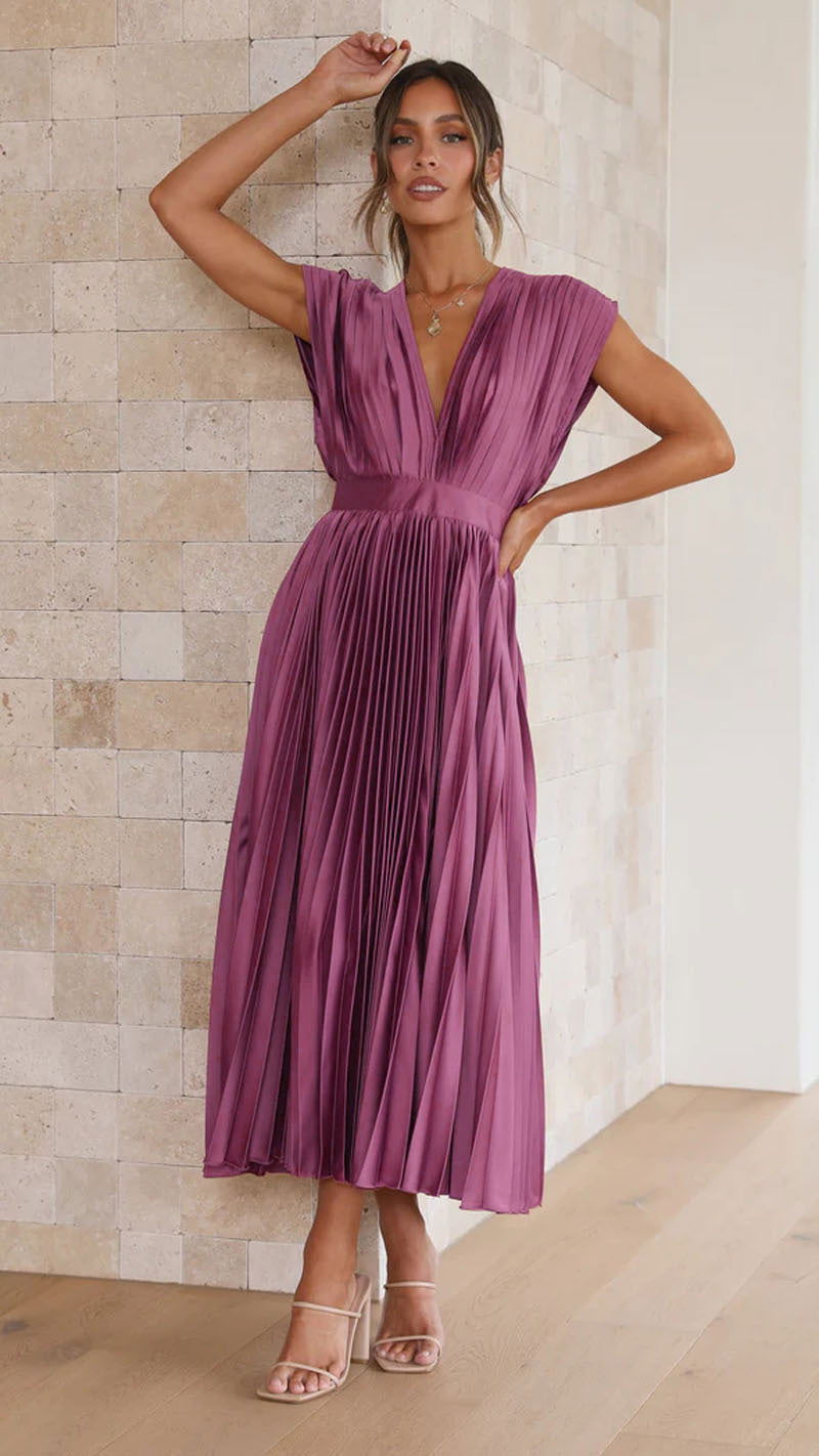 Pleated Dress Casual Loose Zip Sleeveless Dress