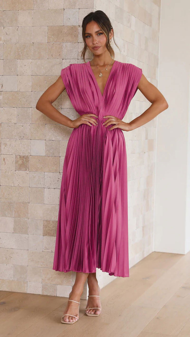 Pleated Dress Casual Loose Zip Sleeveless Dress