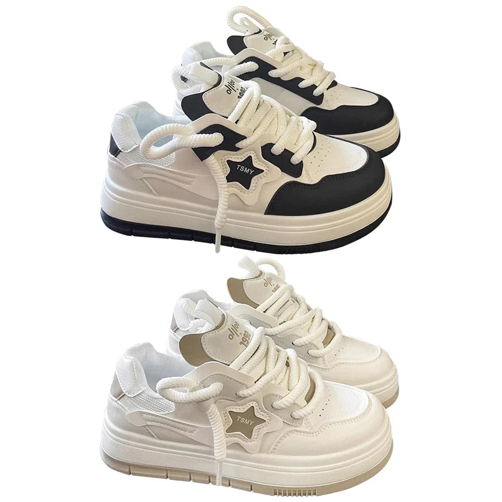 Star Walking Sneakers Y2K Platform Shoes Thick Sole Aesthetic Tennis Shoes NonSlip Skateboard Shoes for Walking Jogging