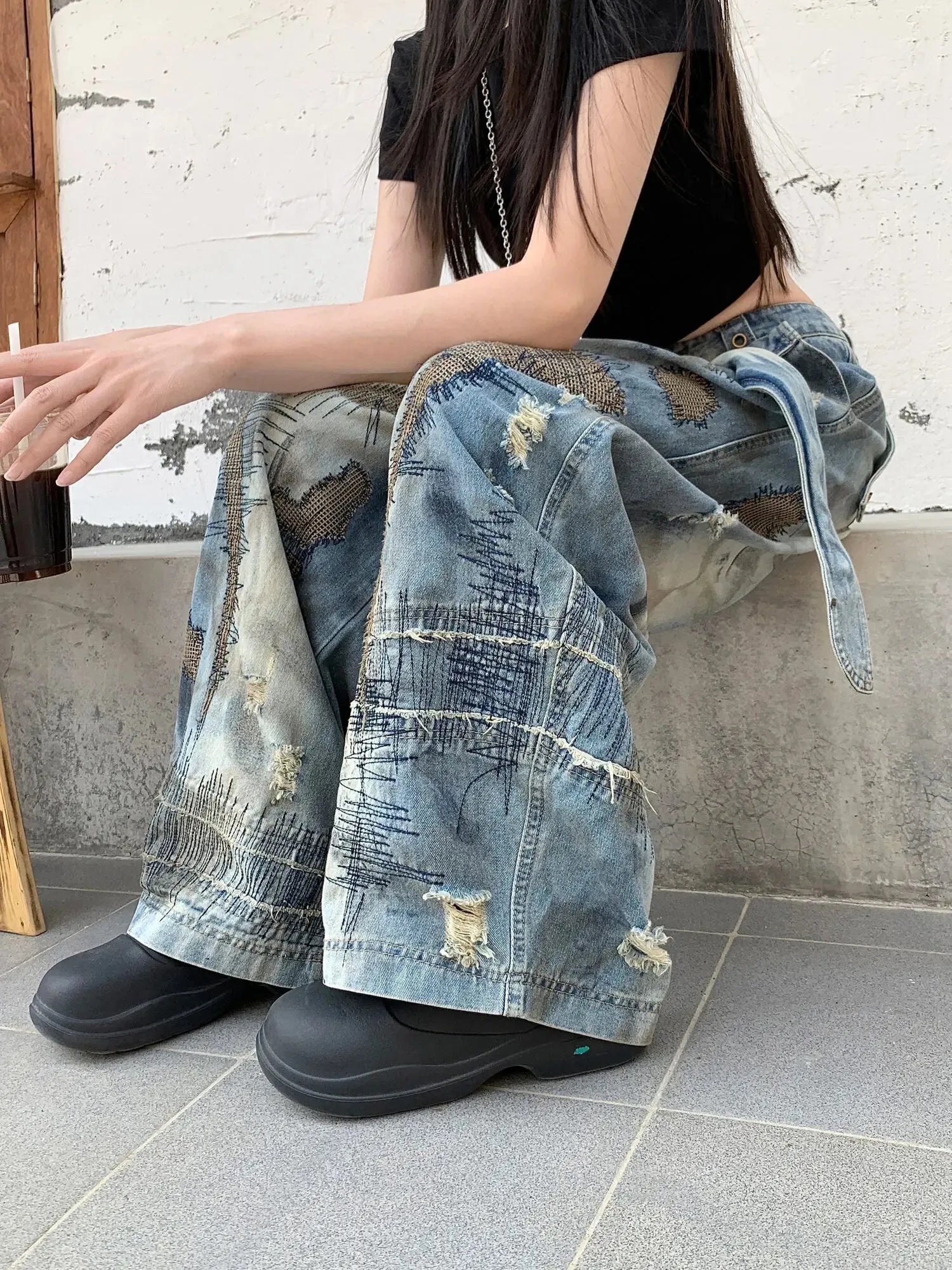 Stitch Baggy Jeans