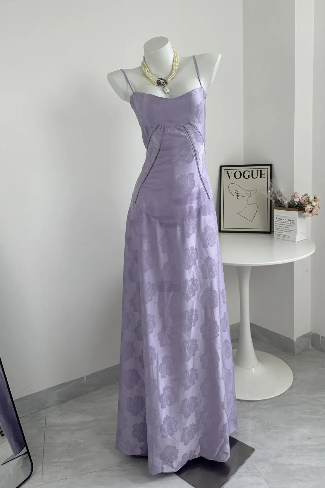 Floral Tie-Back Maxi Dress - Purple