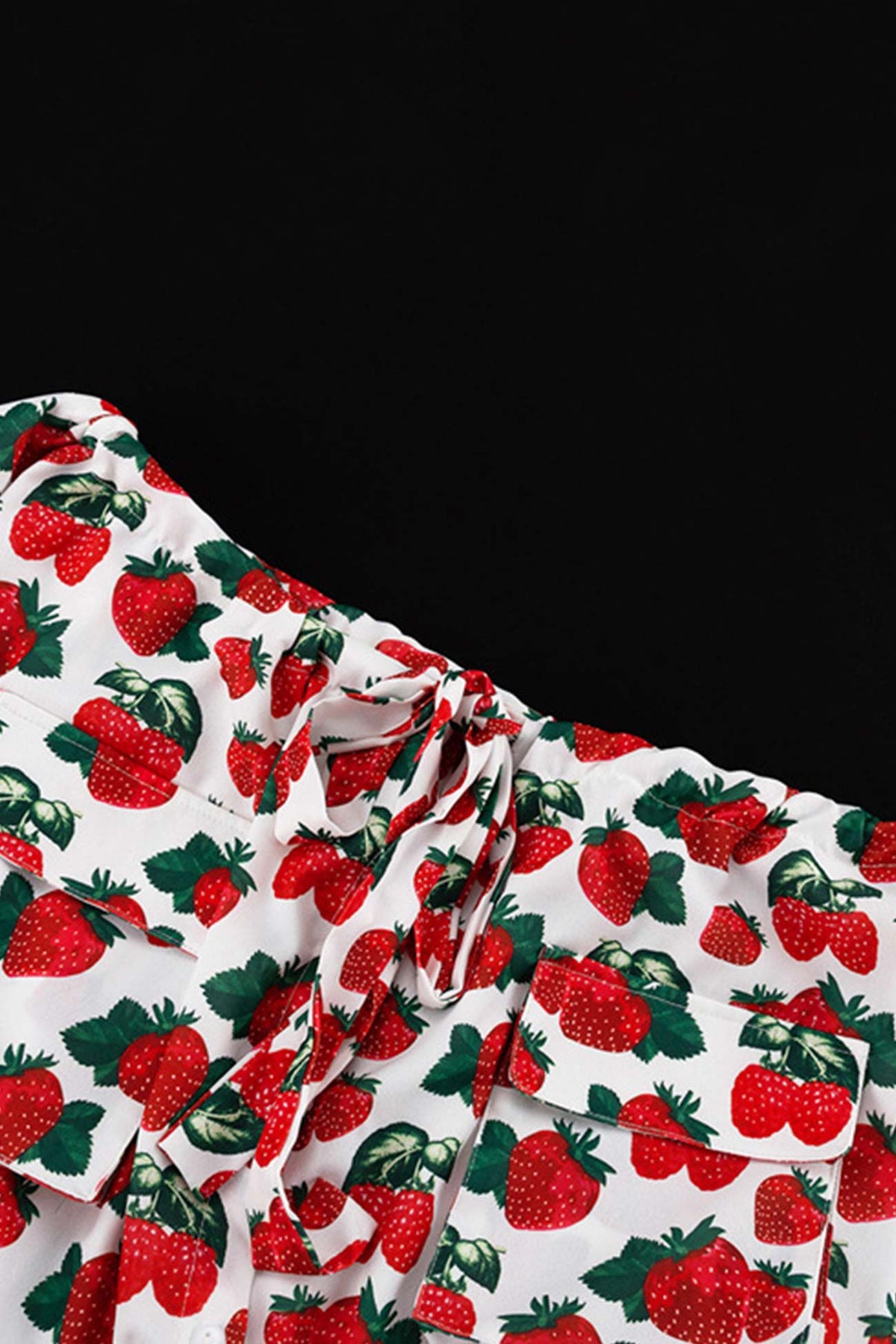 Strawberry Print Off Shoulder Puff Sleeve Lace Trim Mini Dress 7