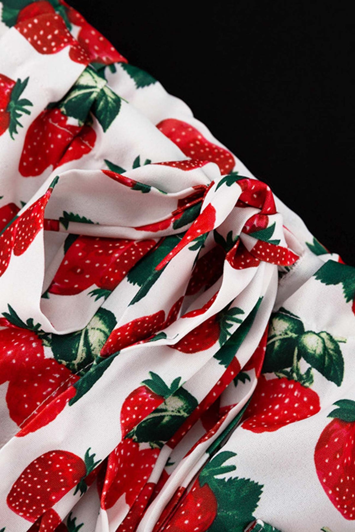 Strawberry Print Off Shoulder Puff Sleeve Lace Trim Mini Dress 5