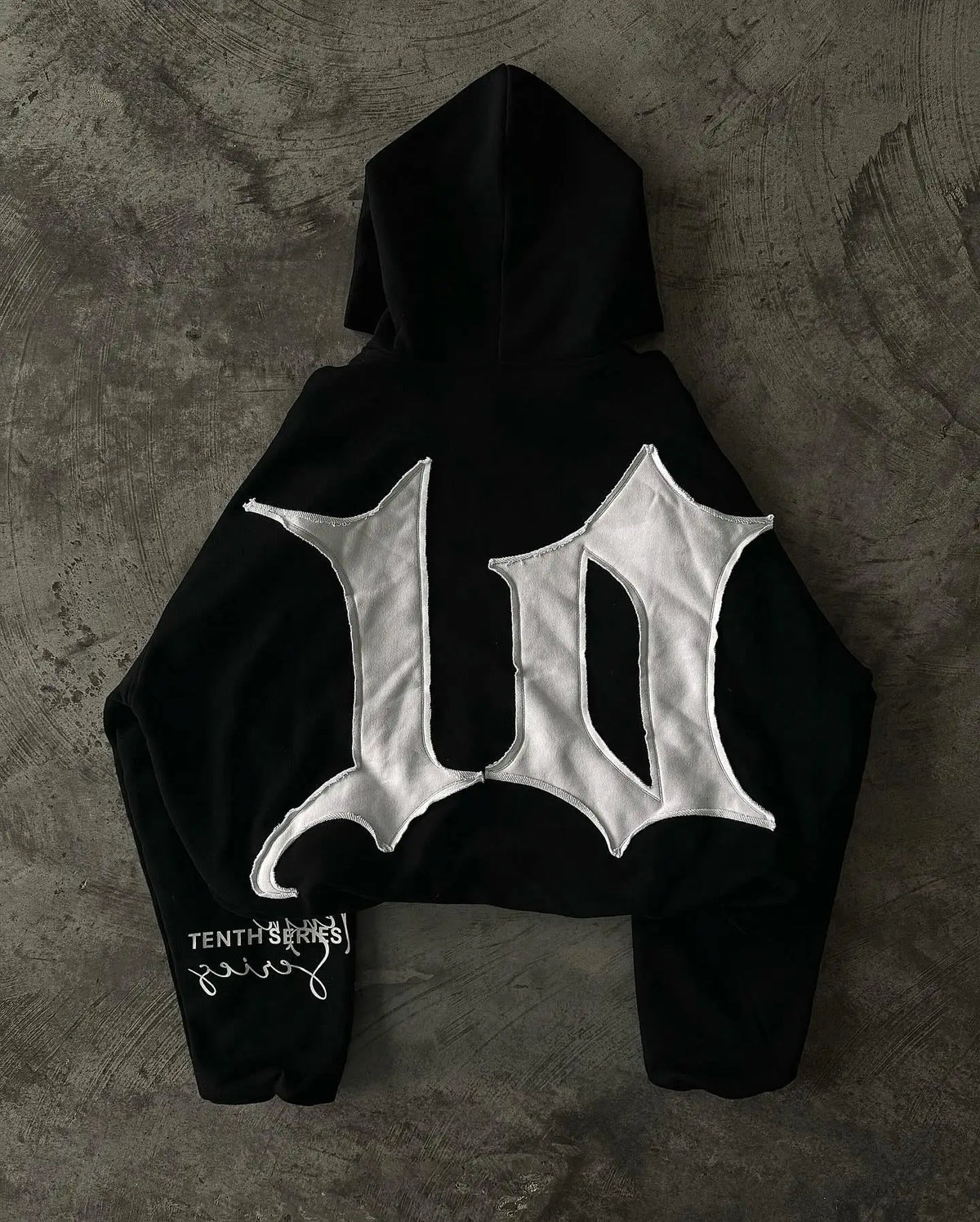 Graphic Back Patch Sleeve Print Oversized Pullover Hoodie 4
