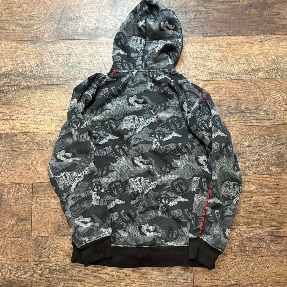 Gothic Tribal Wing Graphic Print Zip Front Hoodie 4