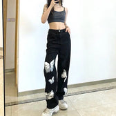 Vintage Washed Wide-Leg Denim Jeans