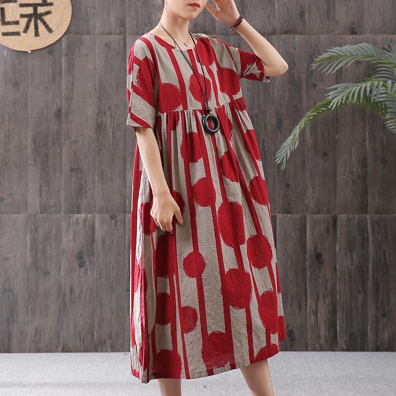 Stripes And Big Dots Retro Loose Dress