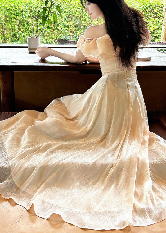 Style Nude Ruffled Exra Large Hem Chiffon Maxi Dress Summer 2