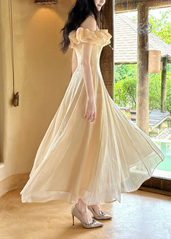 Style Nude Ruffled Exra Large Hem Chiffon Maxi Dress Summer 3