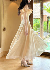 Style Nude Ruffled Exra Large Hem Chiffon Maxi Dress Summer 3