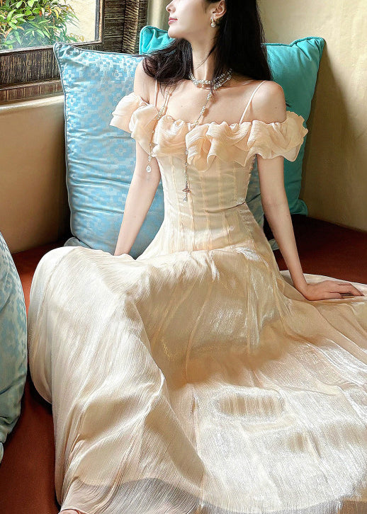 Style Nude Ruffled Exra Large Hem Chiffon Maxi Dress Summer 4