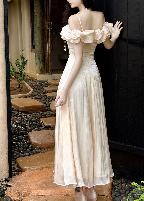 Style Nude Ruffled Exra Large Hem Chiffon Maxi Dress Summer 5