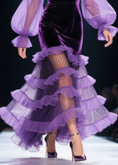 Style Purple Layered Ruffled Patchwork Silk Velvet Party Dresses Spring 4