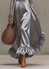Style Silvery Puff Sleeve Patchwork Tulle Exra Large Hem Party Dress 4