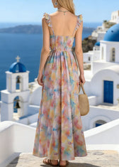Stylish Ruffled Print Patchwork Chiffon Summer Dress 2