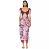 Floral Lace Trim Cut Out Slip Midi Dress 3