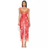 Floral Lace Trim Cut Out Slip Midi Dress 5