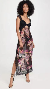 Floral Lace Trim Cut Out Slip Midi Dress 7