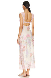 Floral Lace Trim Cut Out Slip Midi Dress 22
