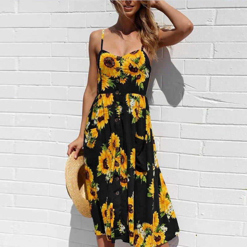 Sling Pocket Dot Retro Midi Dress