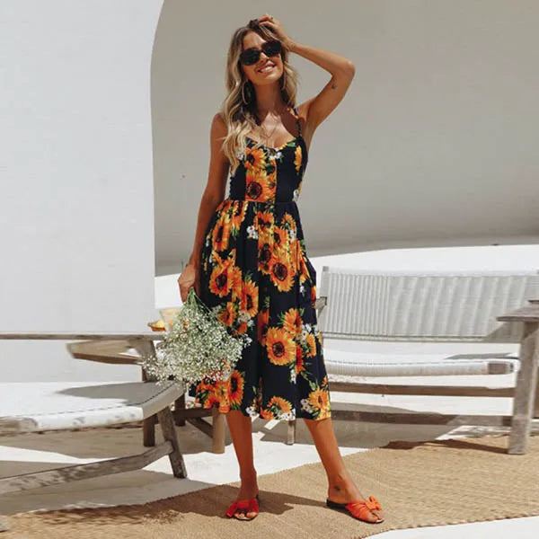 Sling Pocket Dot Retro Midi Dress