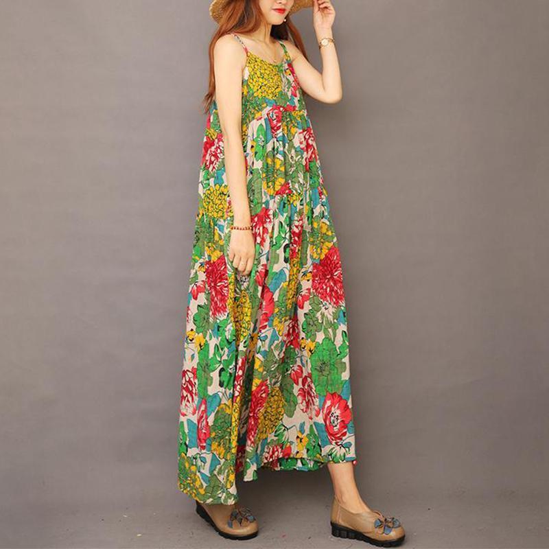 Summer Floral Printed Cool Suspender Dress